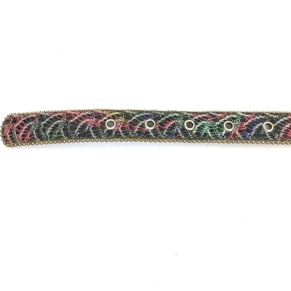 VINTAGE Belt Lace 80s 90s Rainbow Bead Edges Glitter Madonna Paula Abdul Style - Picture 3 of 9
